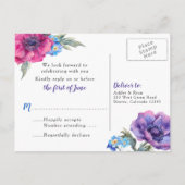 Anemone Floral Wedding RSVP Postcard Einladungspostkarte (Rückseite)