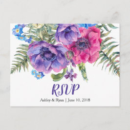 Anemone Floral Wedding RSVP Postcard Einladungspostkarte