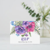Anemone Floral Wedding RSVP Postcard Einladungspostkarte (Stehend Vorderseite)
