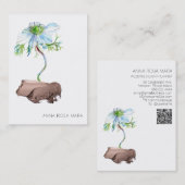 *~* Anemone Floral White Rose Gold QR Code Busines Visitenkarte (Vorne/Hinten)