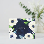 Anemone Floral Wreath Wedding RSVP Einladungspostkarte (Stehend Vorderseite)