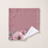Anemone Foliage auf rosa Hintergrund Badhandtuch Set (Waschlappen)