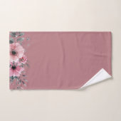 Anemone Foliage auf rosa Hintergrund Badhandtuch Set (Handtuch)