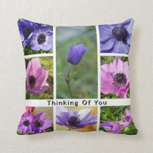 Anemone-Fotocollage "Ich denke an Dich" Kissen
