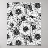 Anemone garden in black and white poster (Vorne)