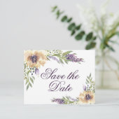 Anemone Garden Sage Green Creme Boho Save the Date Postkarte (Stehend Vorderseite)