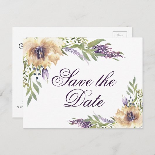 Anemone Garden Sage Green Creme Boho Save the Date Postkarte (Vorne/Hinten)