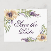 Anemone Garden Sage Green Creme Boho Save the Date