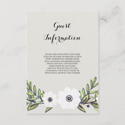 Anemone (gestrichen) - Informationskarte Begleitkarte (Vorderseite)