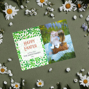 Anemone Green Familienfoto Frohe Ostern Feiertagskarte