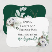 Anemone handbemalt wirst du meine Bridesmaid sein Einladung (Vorne/Hinten)