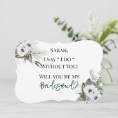 Anemone handbemalt wirst du meine Bridesmaid sein Einladung (Stehend Vorderseite)