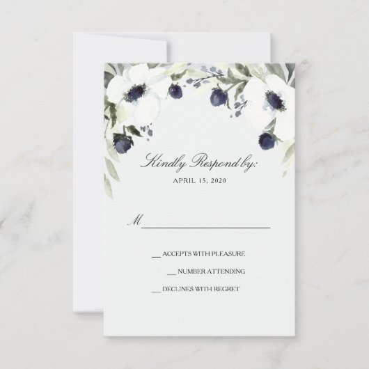 Anemone Hochzeitkarte für Wasserfarben RSVP Karte (Vorderseite)