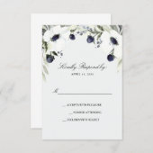 Anemone Hochzeitkarte für Wasserfarben RSVP Karte (Vorne/Hinten)