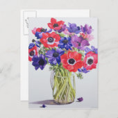 Anemone in einem Glaskrug 2007 Postkarte (Vorne/Hinten)