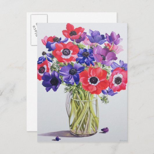 Anemone in einem Glaskrug 2007 Postkarte (Vorne/Hinten)