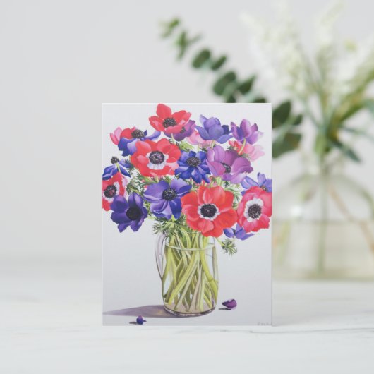Anemone in einem Glaskrug 2007 Postkarte (Stehend Vorderseite)