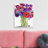 Anemone in einem Glass Jug Leinwanddruck (Insitu (Wohnzimmer))
