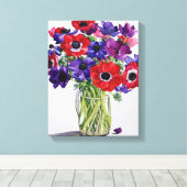 Anemone in einem Glass Jug Leinwanddruck (Insitu (Holzboden))