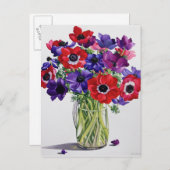 Anemone in einem Glass Jug Postkarte (Vorne/Hinten)