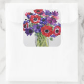 Anemone in einem Glass Jug Quadratischer Aufkleber (Tasche)