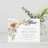 Anemone Lavender | Dunkle Lila und Elfenbeinhochze Einladung (Stehend Vorderseite)