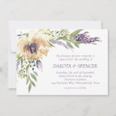 Anemone Lavender | Dunkle Lila und Elfenbeinhochze Einladung (Vorderseite)