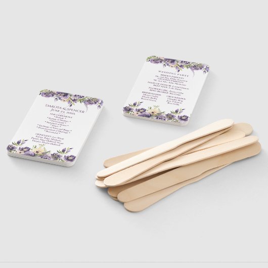 Anemone Lila Rose Floral Boho Hochzeitsfeier Fächer (Non-assembled)