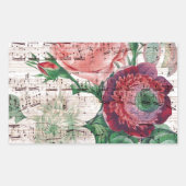 Anemone Music Shabby Chic Rechteckiger Aufkleber (Vorderseite)