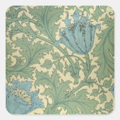"Anemone"-Muster (Textilien) Quadratischer Aufkleber (Vorderseite)