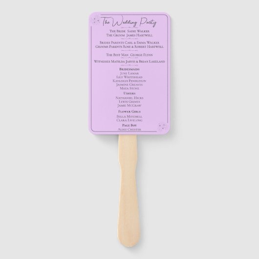 Anemone on Light Lilac Order of Service Hand Fans Fächer (Rückseite)