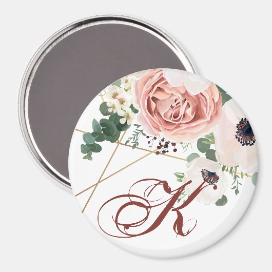 Anemone personalisiert Magnet Geometric Garden Ros (Vorderseite/Rückseite)