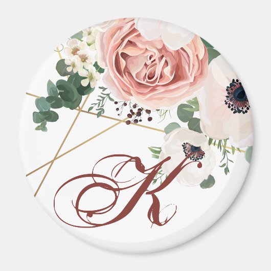 Anemone personalisiert Magnet Geometric Garden Ros (Vorne)