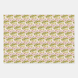 Anemone Pink Blume Aquarell Handgestrichen Geschenkpapier Set