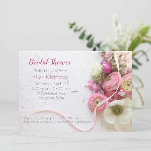 Anemone, Ranunculus, Band Einladung (Stehend Vorderseite)