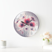 Anemone Red White Blume Große Wanduhr (Zuhause)