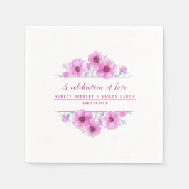 Anemone rosa Blume Aquarellkunst Serviette