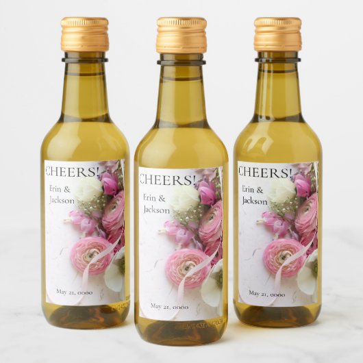 Anemone, Rranunculus, Bänder Getränke Label Set Weinetikett (Flaschen)