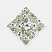 Anemone Schwarz-Weiß-Blüten Serviette (Ecke)