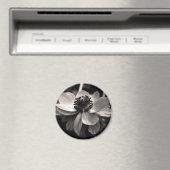 Anemone Schwarz-weiß Fotografie Round Magnet (In Situ (Geschirrspüler))