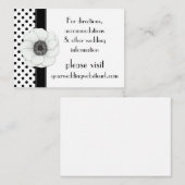 Anemone Schwarz-weiß Polka Dots Wedding Website Begleitkarte (Vorne/Hinten)