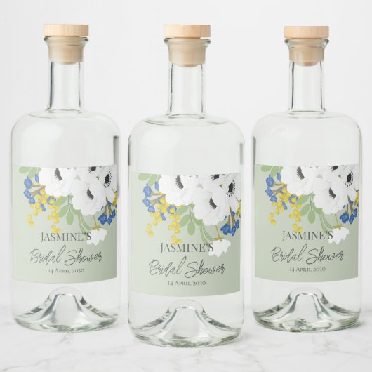 Anemone Spring Floral Bouquet Brautparty Alkoholflaschenetikett (Flaschen)