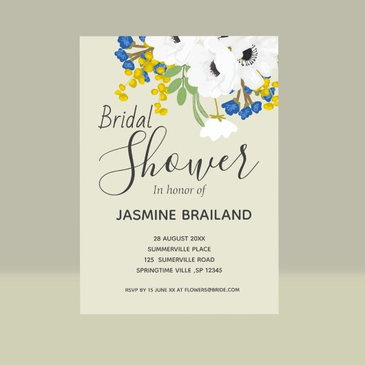 Anemone Spring Floral Bouquet Brautparty Einladung