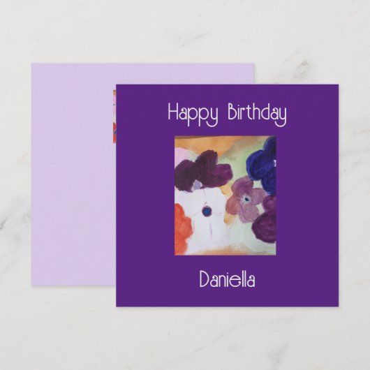 Anemone Spring Flowers Flat Birthday Card (Vorne/Hinten)