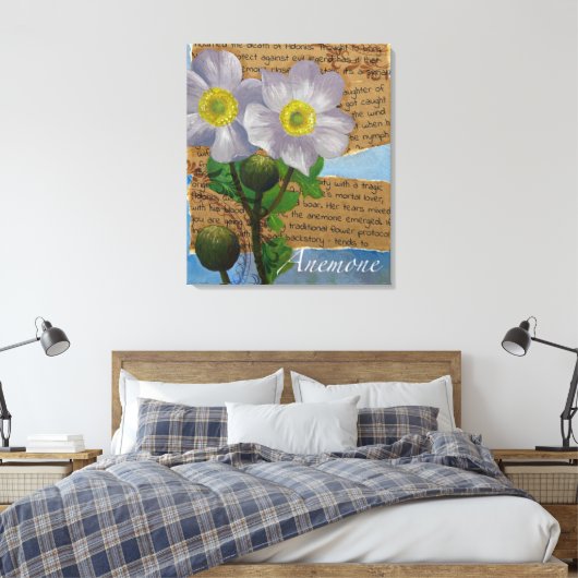Anemone Stretched Canvas Print Leinwanddruck (Insitu (Schlafzimmer))