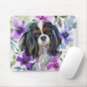 'Anemone' Tricolor cavalier dog art mousepad (Mit Mouse)