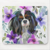 'Anemone' Tricolor cavalier dog art mousepad (Vorne)
