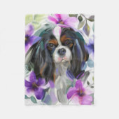 'Anemone' Tricolor cavalier Hund Art Vlies Decke (Vorderseite)