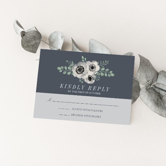 Anemone und Eucalyptus Wedding RSVP Response Karte
