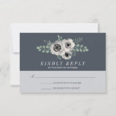 Anemone und Eucalyptus Wedding RSVP Response Karte (Vorderseite)